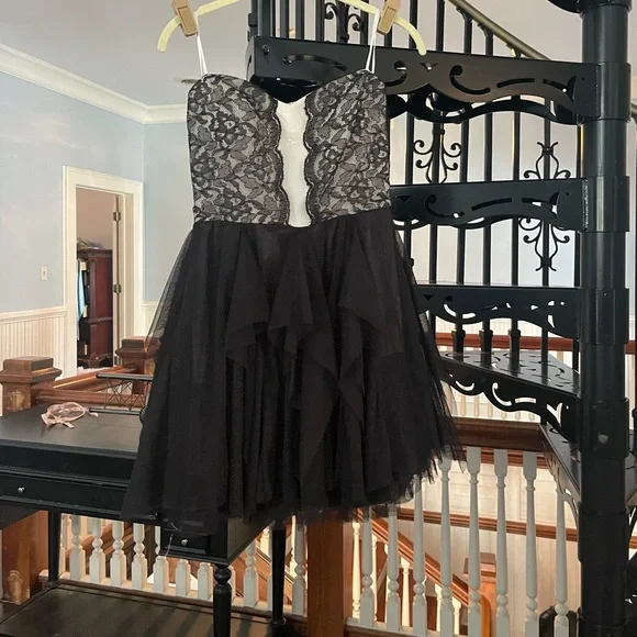 As U Wish | Dresses | As U Wish Black White Lace Strapless Ruffled Mini Party  Dress 3 | Poshmark